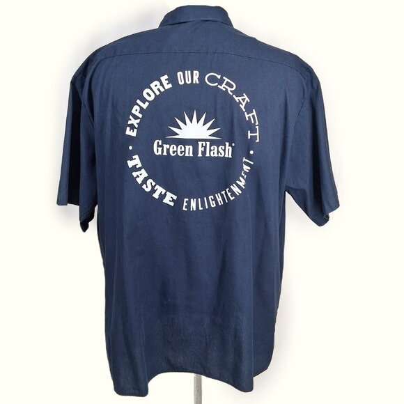 Dickies Green Flash Brewing Work Wear Shirt Blue Short Sleeve Button Front 3XL - Picture 2 of 10